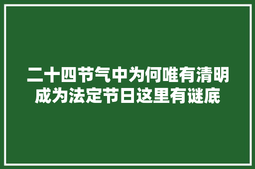 二十四节气中为何唯有清明成为法定节日这里有谜底 二十四节气中为何唯有清明成为法定节日这里有谜底