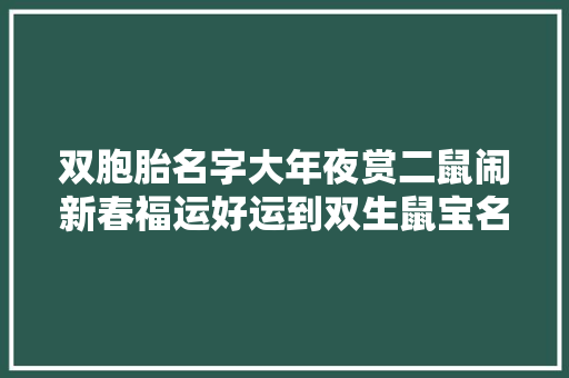 双胞胎名字大年夜赏二鼠闹新春福运好运到双生鼠宝名字来咯