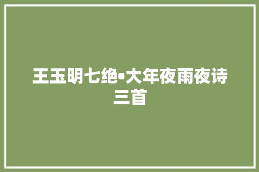 王玉明七绝•大年夜雨夜诗三首 王玉明七绝•大年夜雨夜诗三首
