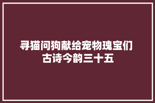 寻猫问狗献给宠物瑰宝们 古诗今韵三十五 寻猫问狗献给宠物瑰宝们 古诗今韵三十五