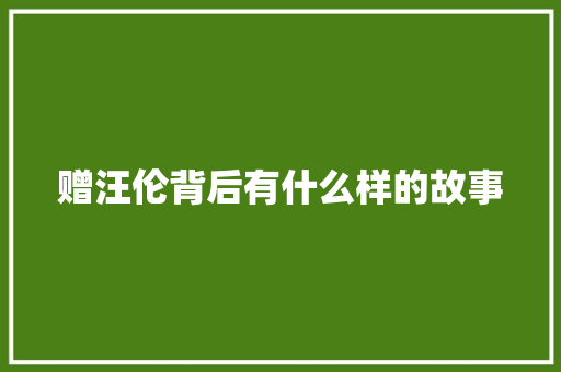 赠汪伦背后有什么样的故事