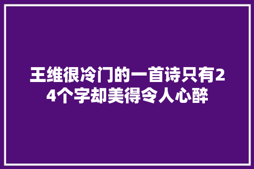 王维很冷门的一首诗只有24个字却美得令人心醉