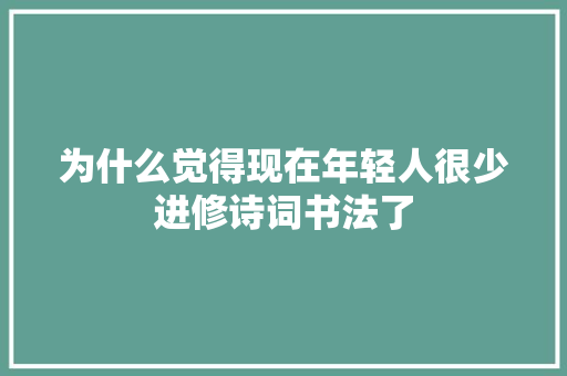为什么觉得现在年轻人很少进修诗词书法了