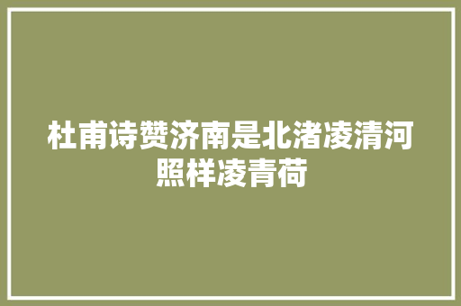 杜甫诗赞济南是北渚凌清河照样凌青荷