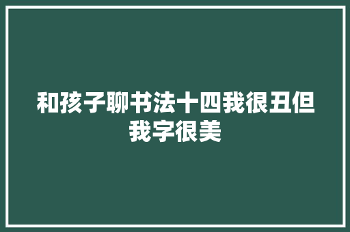 和孩子聊书法十四我很丑但我字很美
