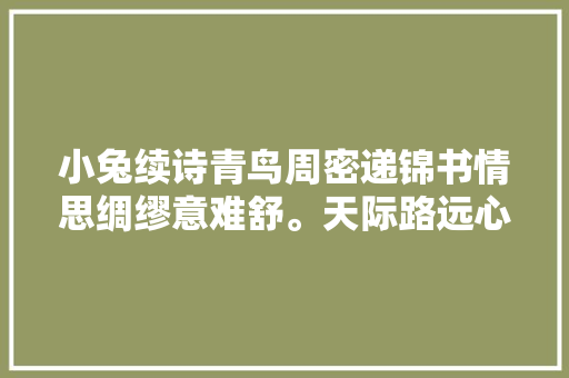 小兔续诗青鸟周密递锦书情思绸缪意难舒。天际路远心相系