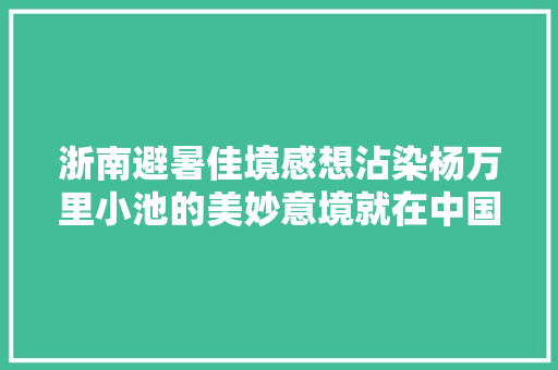 浙南避暑佳境感想沾染杨万里小池的美妙意境就在中国廊桥之乡