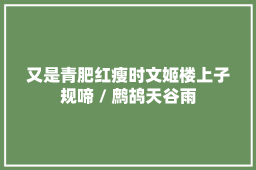又是青肥红瘦时文姬楼上子规啼 / 鹧鸪天谷雨