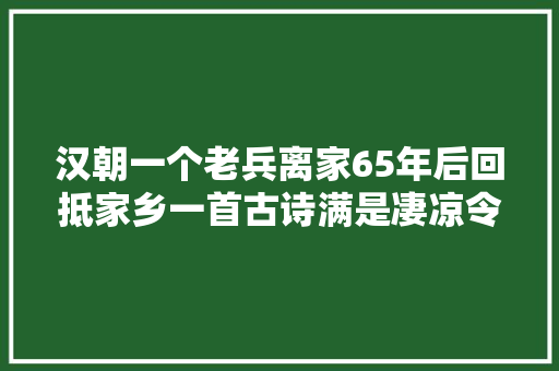 汉朝一个老兵离家65年后回抵家乡一首古诗满是凄凉令人不忍卒读