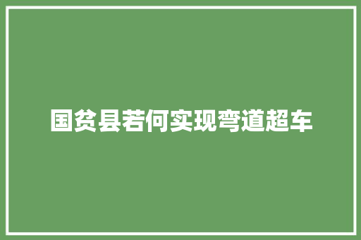 国贫县若何实现弯道超车