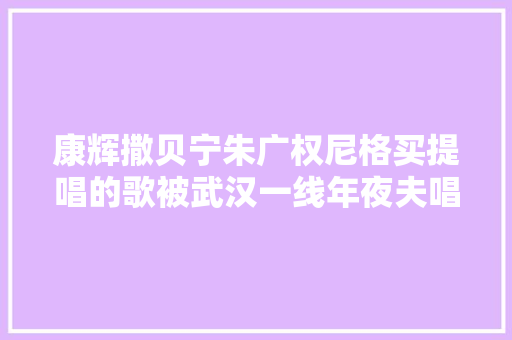 康辉撒贝宁朱广权尼格买提唱的歌被武汉一线年夜夫唱成了致战友书