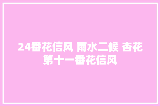 24番花信风 雨水二候 杏花第十一番花信风