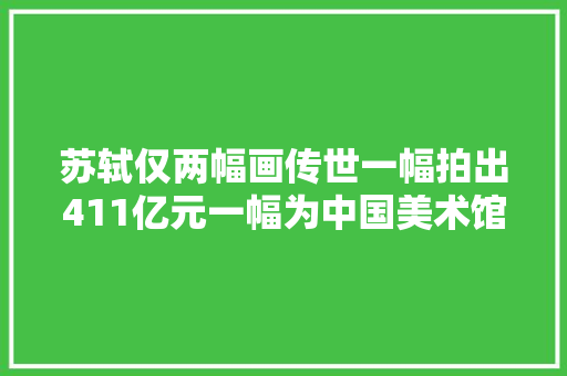 苏轼仅两幅画传世一幅拍出411亿元一幅为中国美术馆镇馆之宝