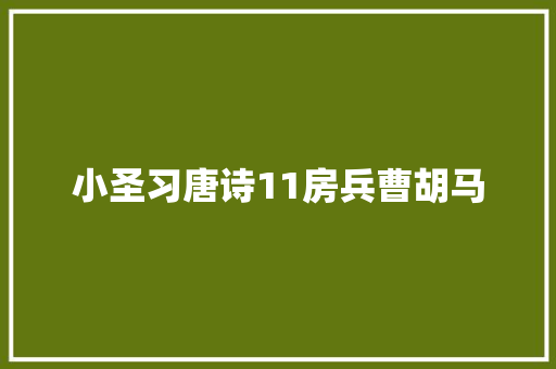 小圣习唐诗11房兵曹胡马