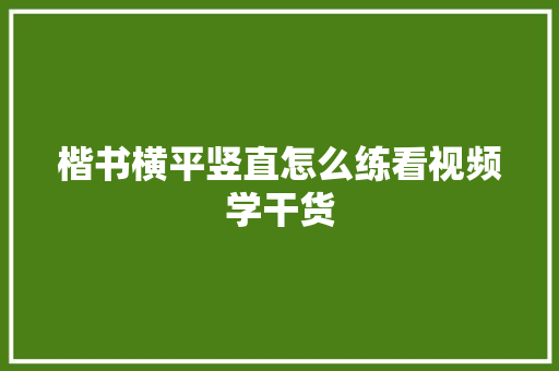 楷书横平竖直怎么练看视频学干货