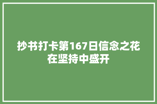 抄书打卡第167日信念之花在坚持中盛开
