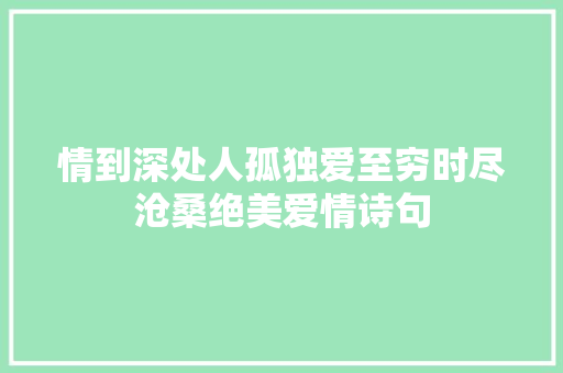 情到深处人孤独爱至穷时尽沧桑绝美爱情诗句