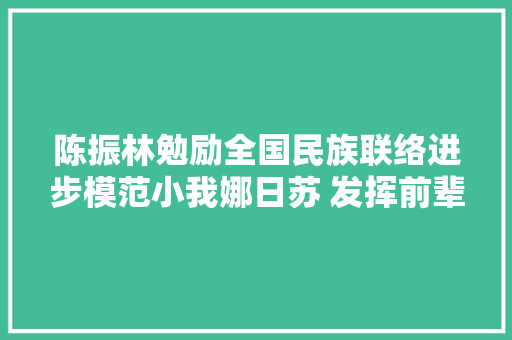 陈振林勉励全国民族联络进步模范小我娜日苏 发挥前辈范例示范引领浸染 再接再厉实干担当