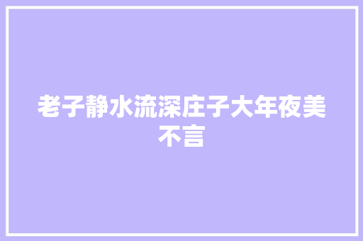 老子静水流深庄子大年夜美不言