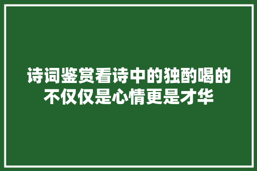 诗词鉴赏看诗中的独酌喝的不仅仅是心情更是才华