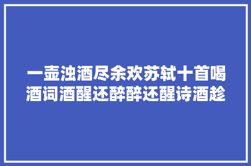 一壶浊酒尽余欢苏轼十首喝酒词酒醒还醉醉还醒诗酒趁年光光阴