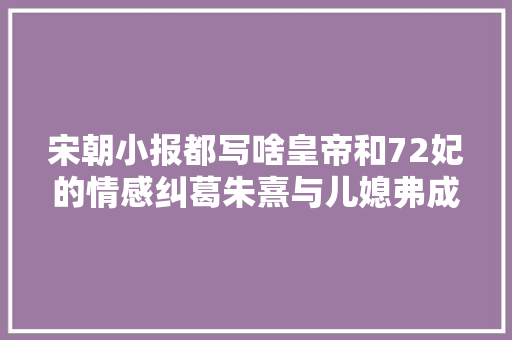 宋朝小报都写啥皇帝和72妃的情感纠葛朱熹与儿媳弗成说的秘密