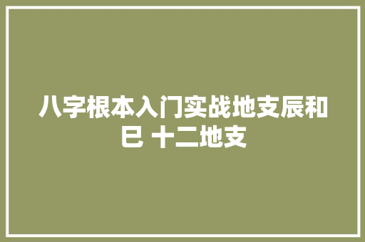 八字根本入门实战地支辰和巳 十二地支