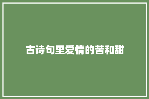 古诗句里爱情的苦和甜