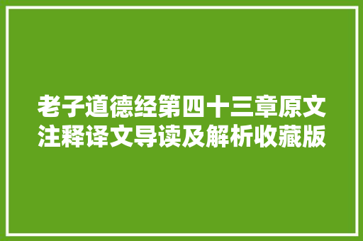 老子道德经第四十三章原文注释译文导读及解析收藏版