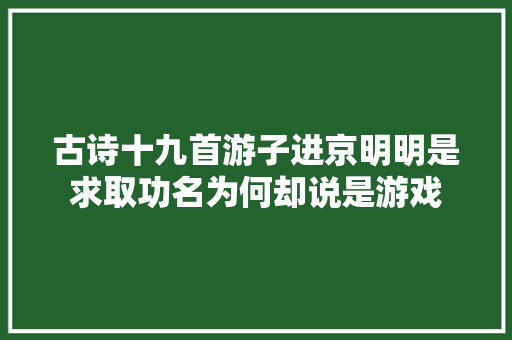 古诗十九首游子进京明明是求取功名为何却说是游戏