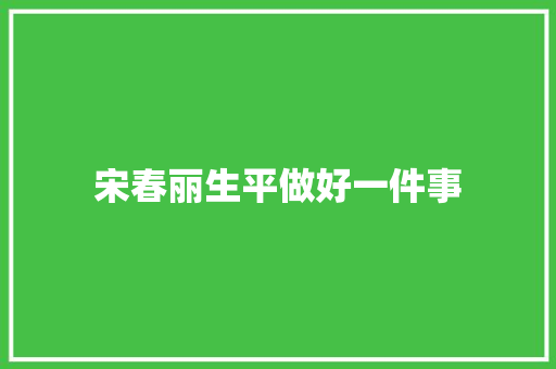 宋春丽生平做好一件事