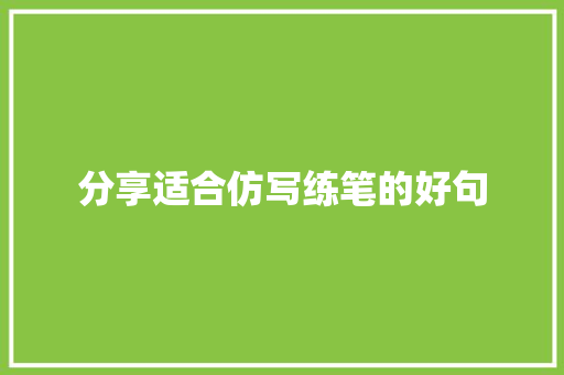 分享适合仿写练笔的好句