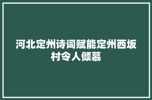 河北定州诗词赋能定州西坂村令人倾慕