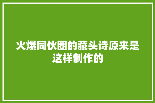 火爆同伙圈的藏头诗原来是这样制作的