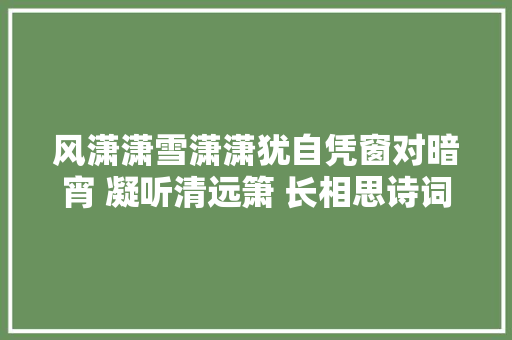 风潇潇雪潇潇犹自凭窗对暗宵 凝听清远箫 长相思诗词一组