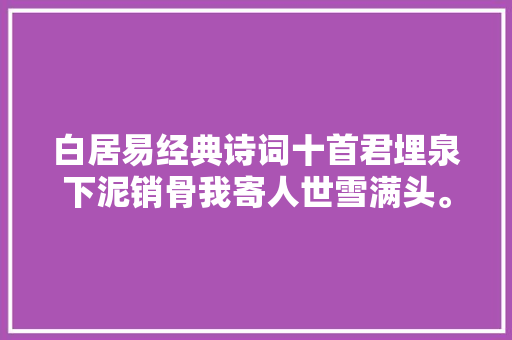 白居易经典诗词十首君埋泉下泥销骨我寄人世雪满头。