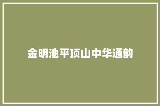 金明池平顶山中华通韵