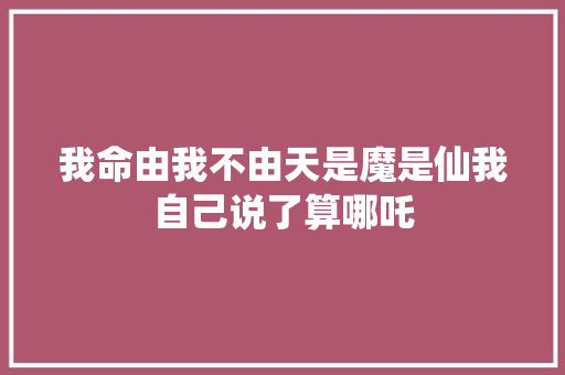 我命由我不由天是魔是仙我自己说了算哪吒