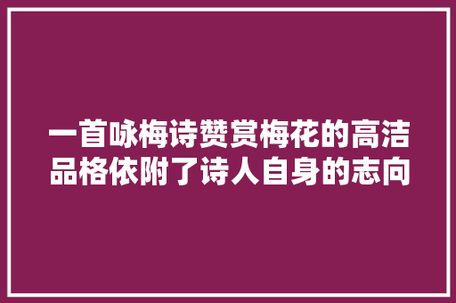 一首咏梅诗赞赏梅花的高洁品格依附了诗人自身的志向和情怀