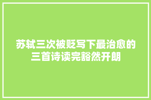 苏轼三次被贬写下最治愈的三首诗读完豁然开朗