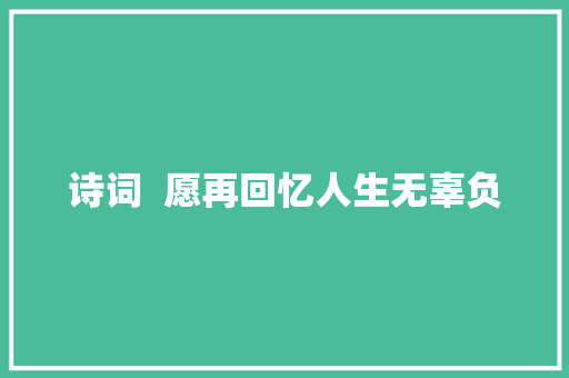 诗词  愿再回忆人生无辜负