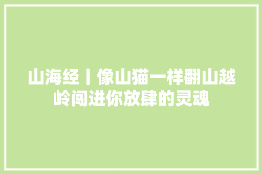 山海经丨像山猫一样翻山越岭闯进你放肆的灵魂