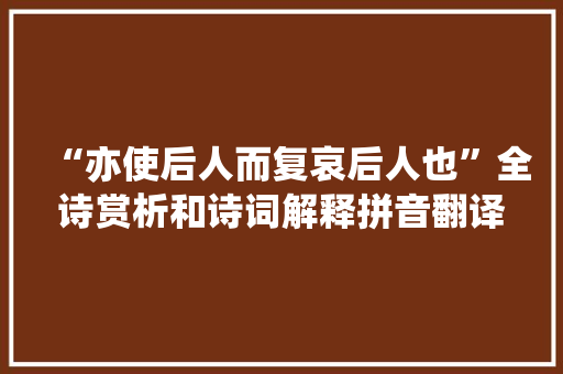“亦使后人而复哀后人也”全诗赏析和诗词解释拼音翻译