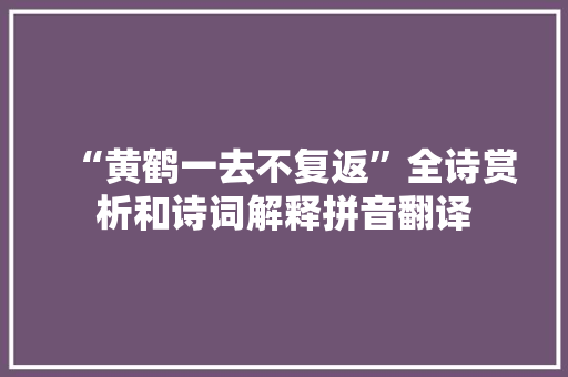 “黄鹤一去不复返”全诗赏析和诗词解释拼音翻译