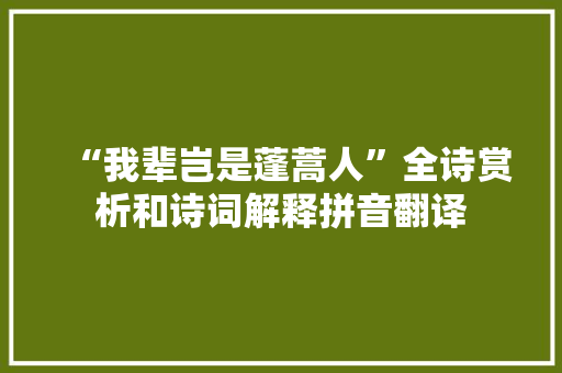 “我辈岂是蓬蒿人”全诗赏析和诗词解释拼音翻译