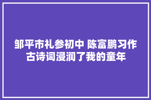 邹平市礼参初中 陈富鹏习作古诗词浸润了我的童年
