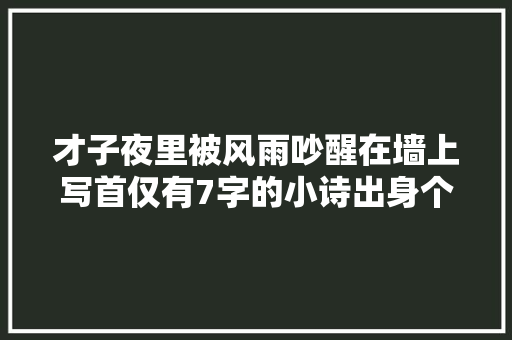 才子夜里被风雨吵醒在墙上写首仅有7字的小诗出身个常用成语