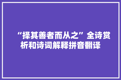 “择其善者而从之”全诗赏析和诗词解释拼音翻译