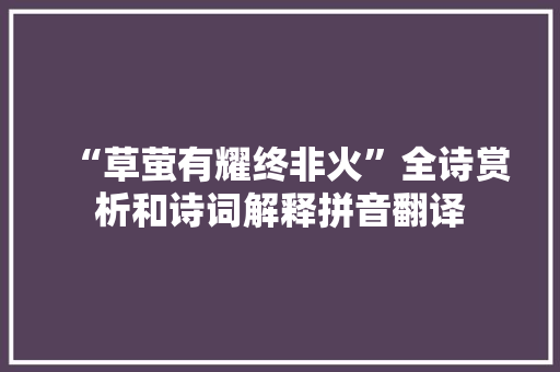 “草萤有耀终非火”全诗赏析和诗词解释拼音翻译