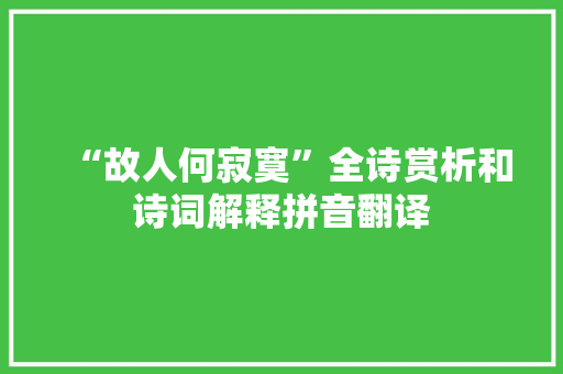 “故人何寂寞”全诗赏析和诗词解释拼音翻译